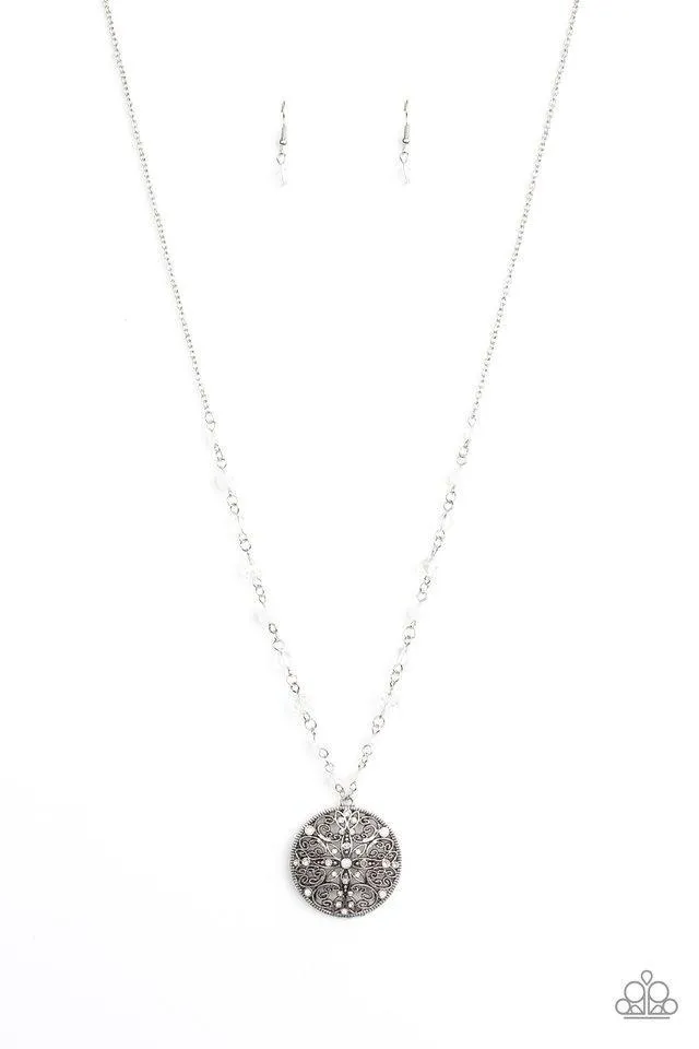 Everyday Enchantment White and Silver Necklace - Paparazzi Accessories