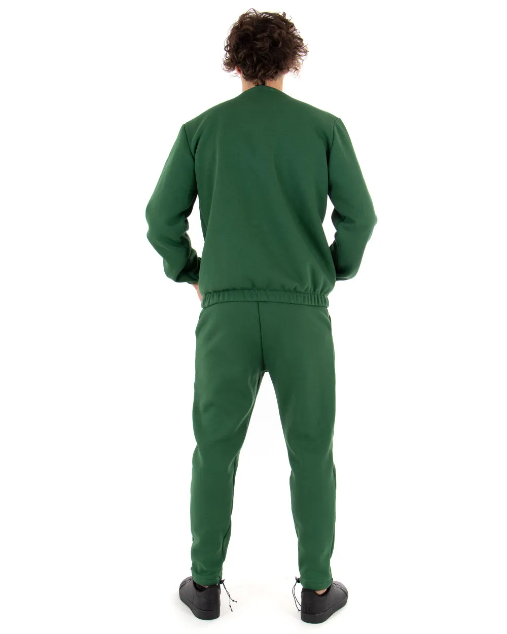 Felpa Uomo Girocollo Maglia Felpata Basic Tinta Unita Verde Regular Fit GIOSAL-F2878A