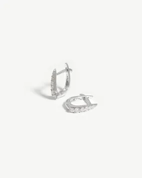 Fine Claw Huggies | 14ct White Gold/Diamond