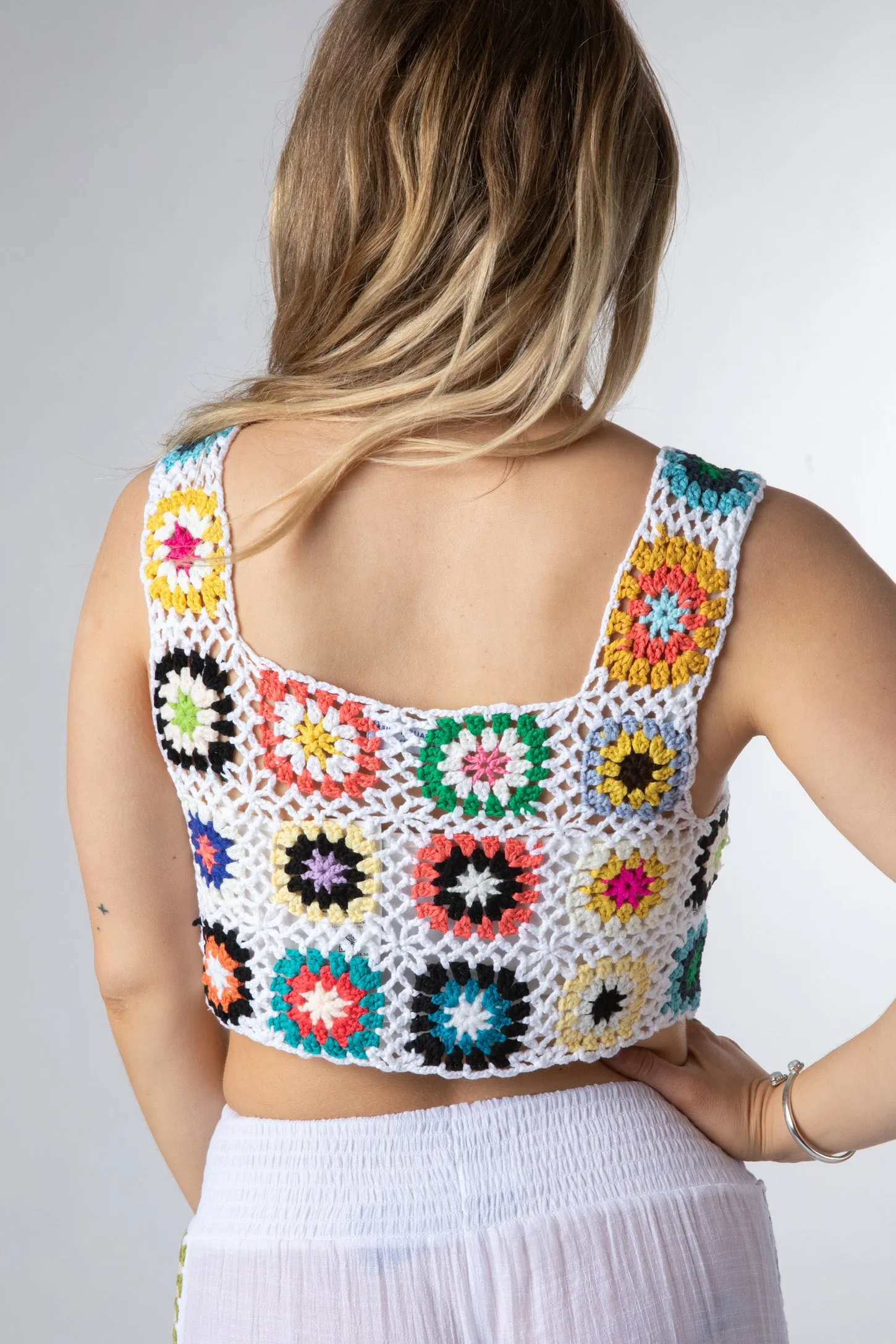 Floral Crop Crochet Tank