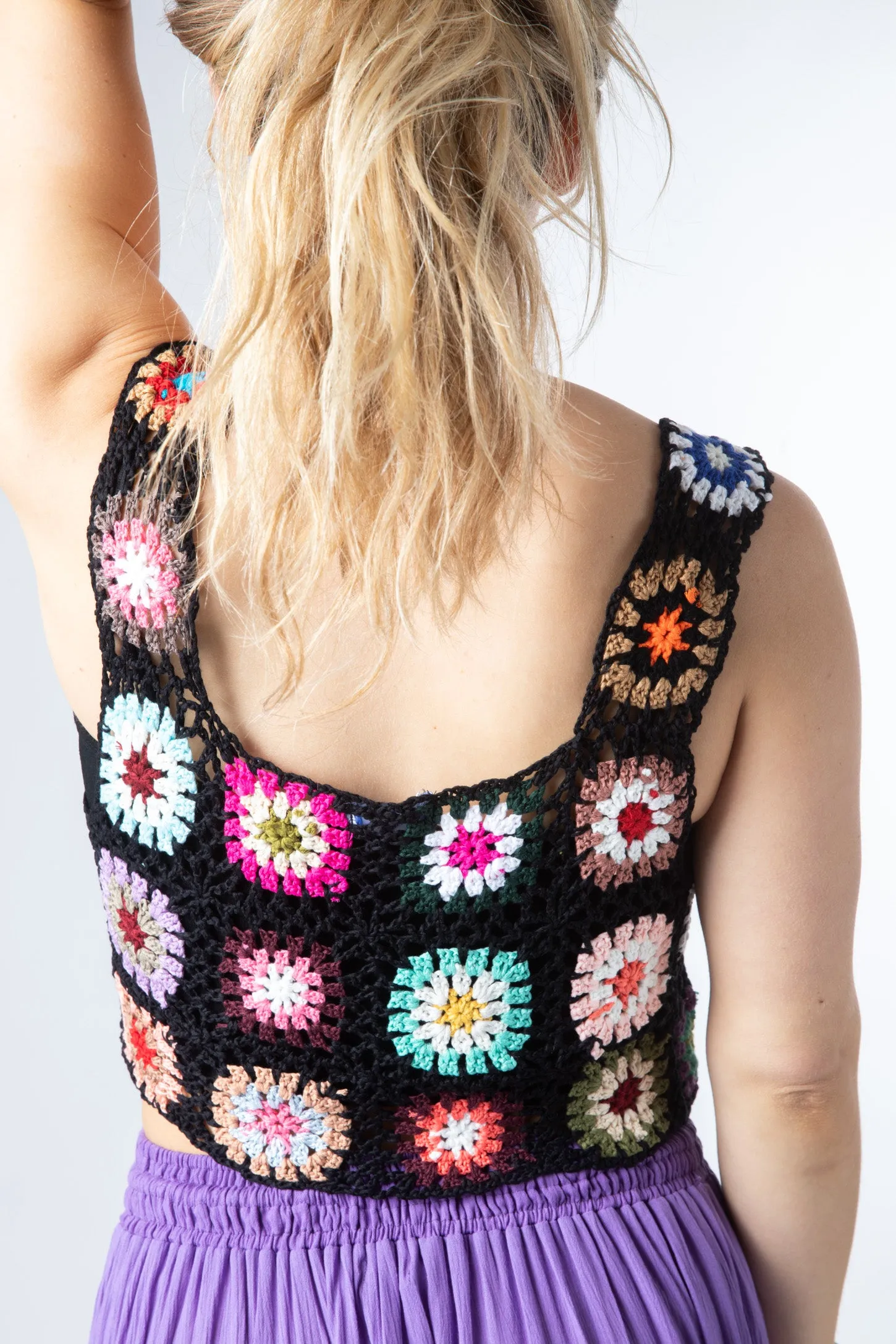 Floral Crop Crochet Tank