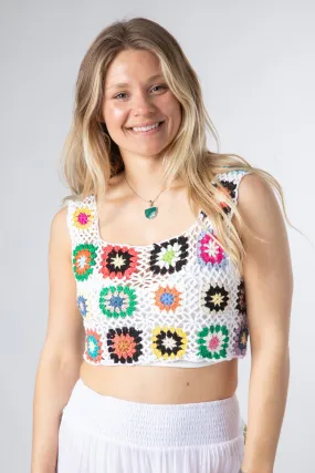 Floral Crop Crochet Tank