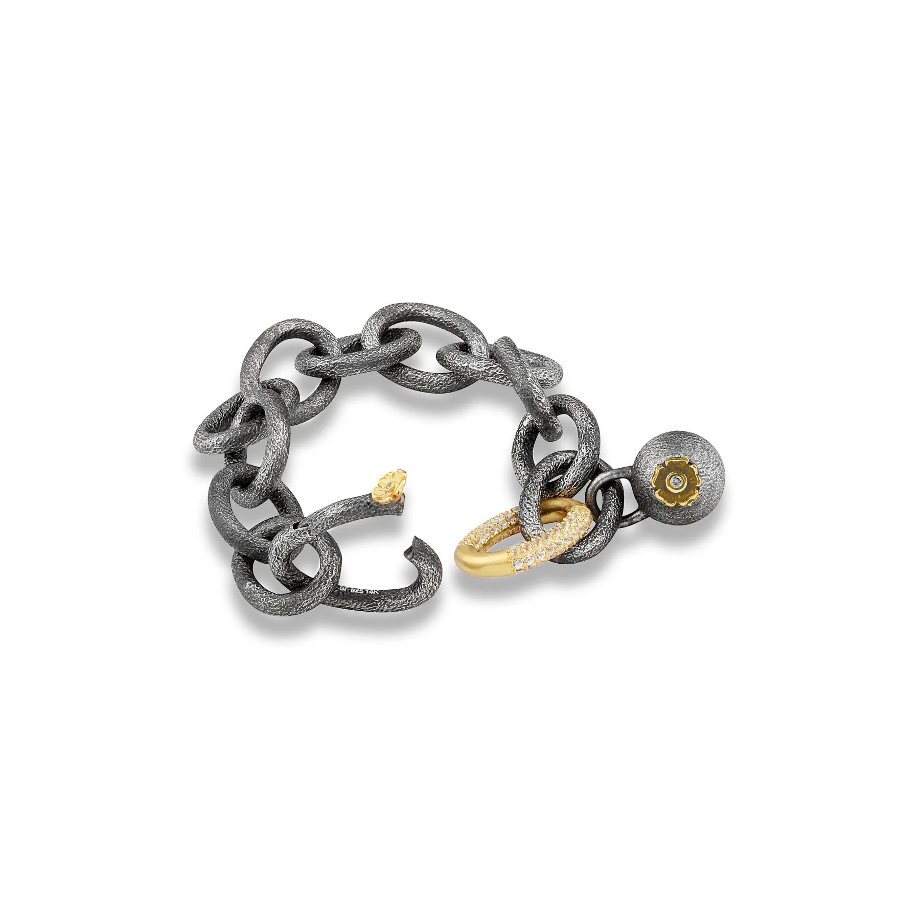 FLOWER BOMB YELLOW GOLD LINK BRACELET