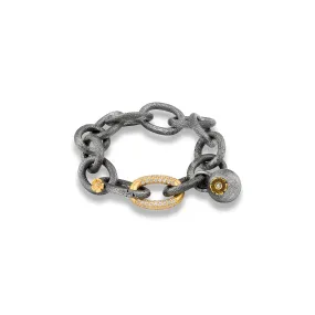 FLOWER BOMB YELLOW GOLD LINK BRACELET