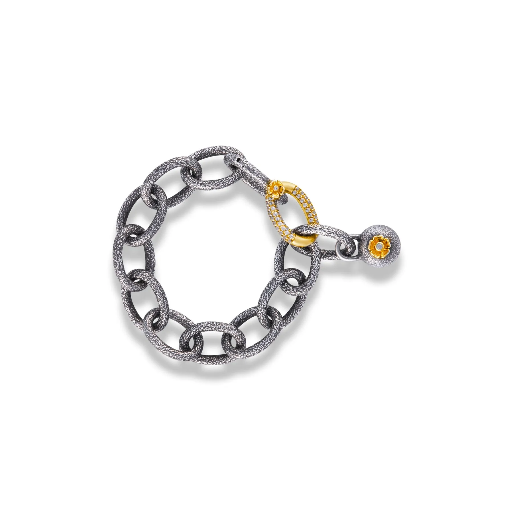 FLOWER BOMB YELLOW GOLD LINK BRACELET