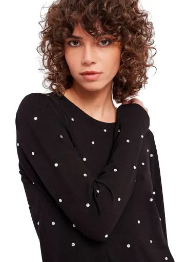 Gaudì Women's long-sleeved shirt with rhinestones 321BD53016 2001 black