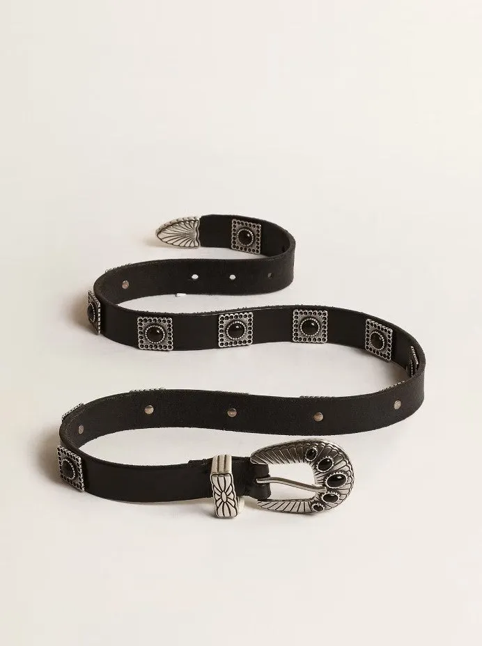 GOLDEN GOOSE Shell Belt in Black Leather