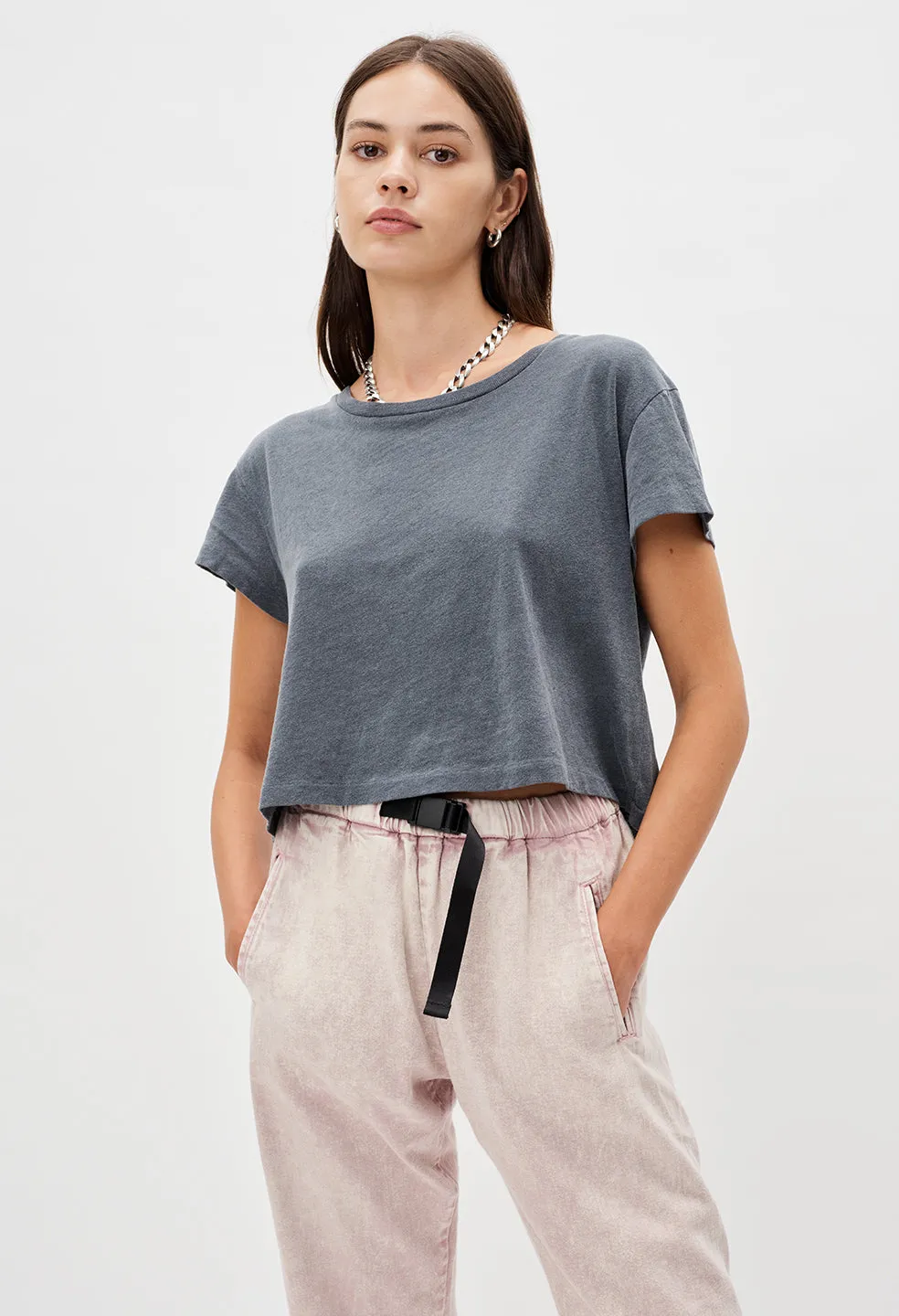 Jersey Cropped Tee / Steel