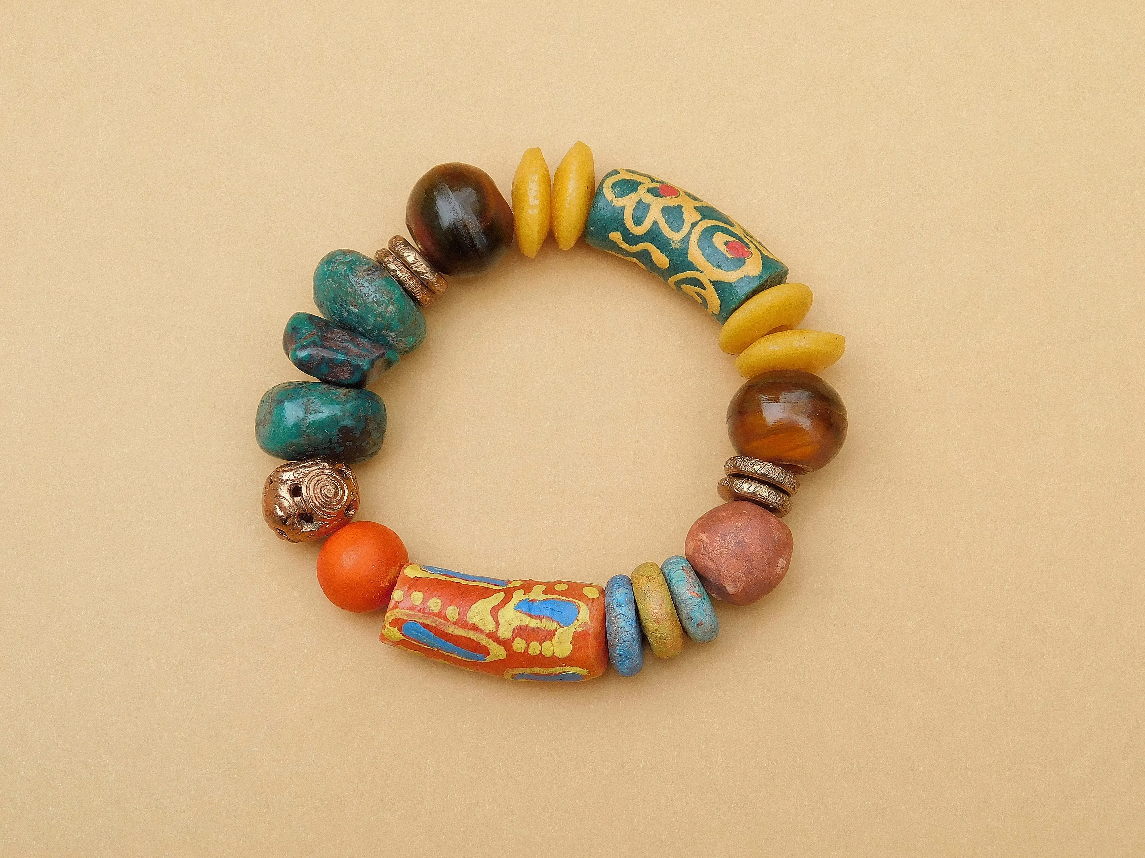 Krobo and Turquoise Bracelet