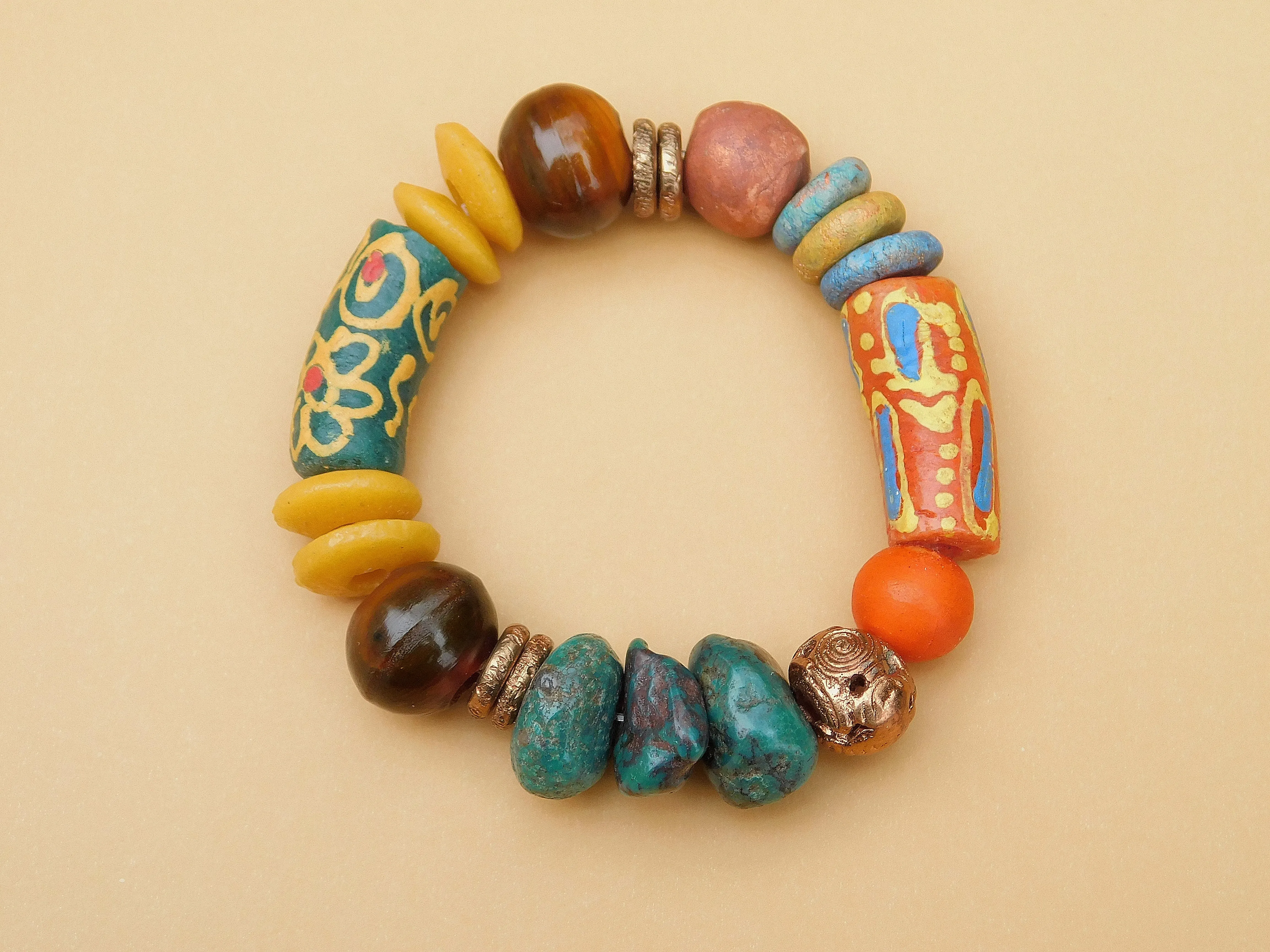 Krobo and Turquoise Bracelet