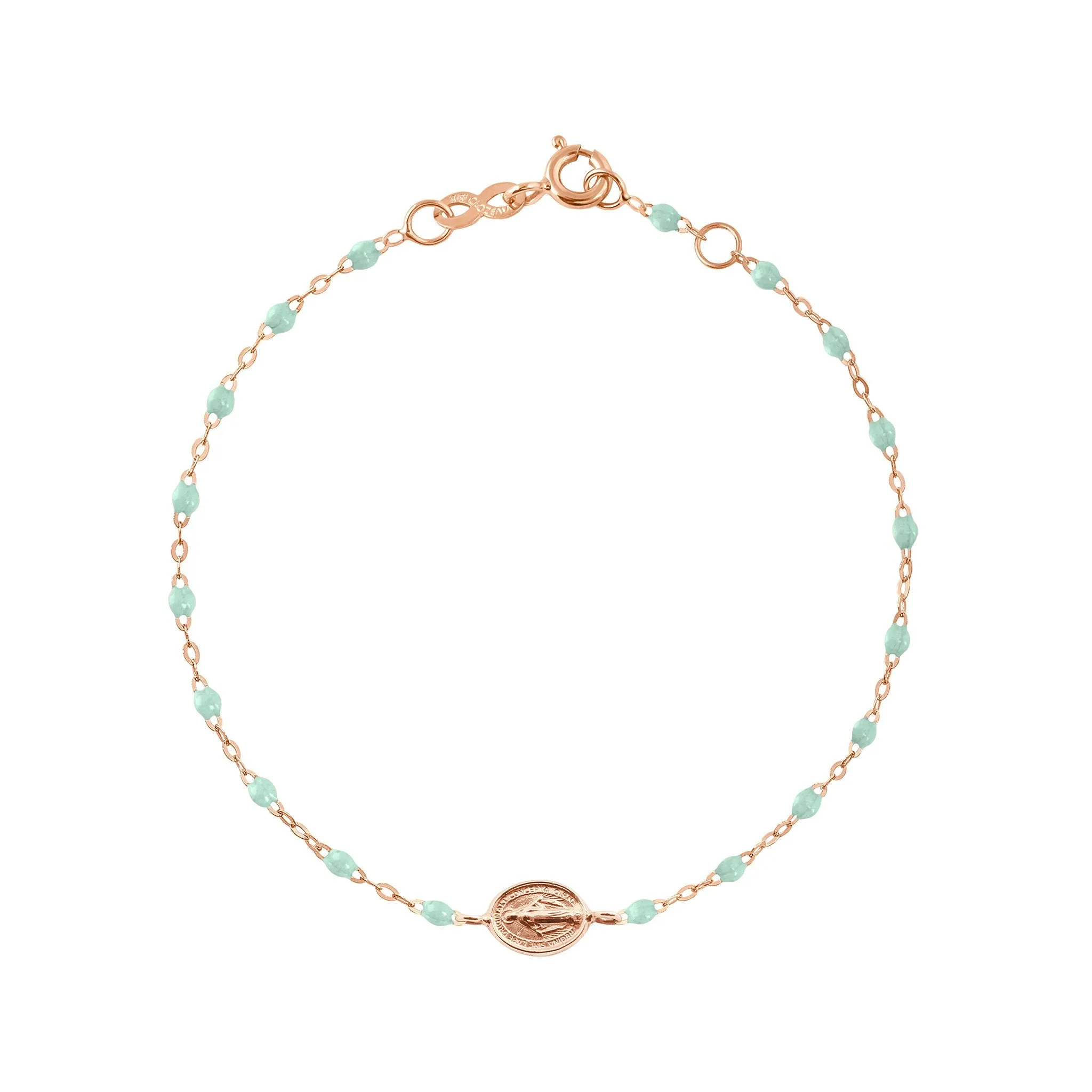 Madone Charm Classic Gigi Jade bracelet, Rose Gold, 6.7"