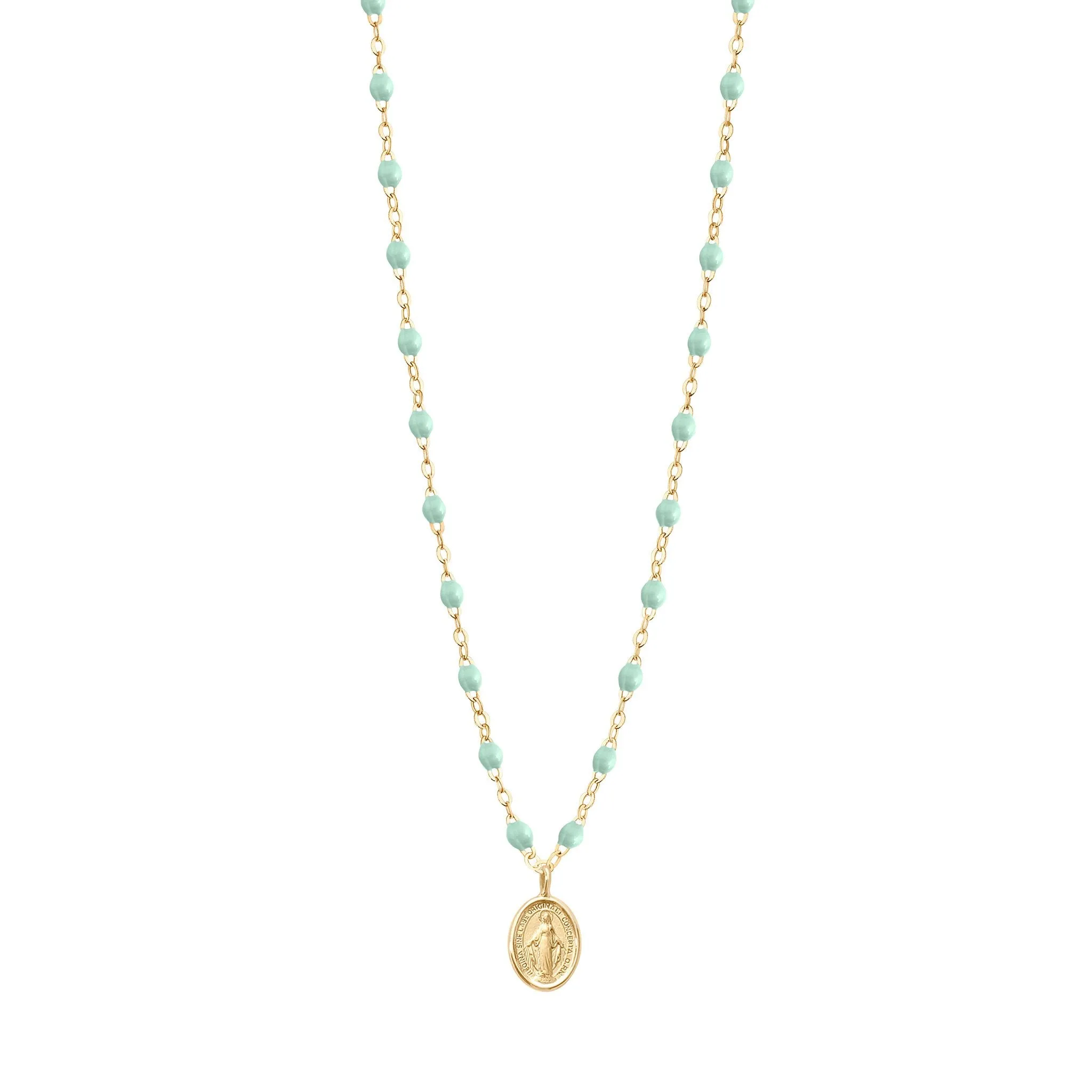 Madone Charm Classic Gigi Jade necklace, Yellow Gold, 16.5"