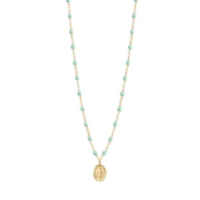 Madone Charm Classic Gigi Jade necklace, Yellow Gold, 16.5"