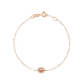 Madone Charm Classic Gigi White bracelet, Rose Gold, 6.7"