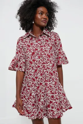 Maroon Vines Vera Shirt Dress