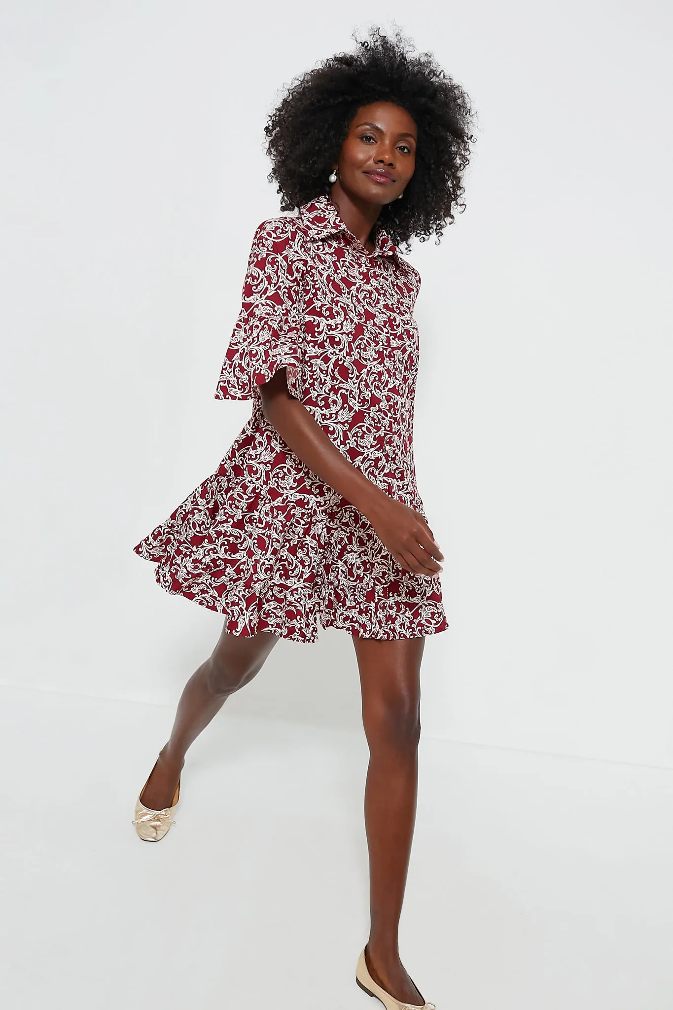 Maroon Vines Vera Shirt Dress