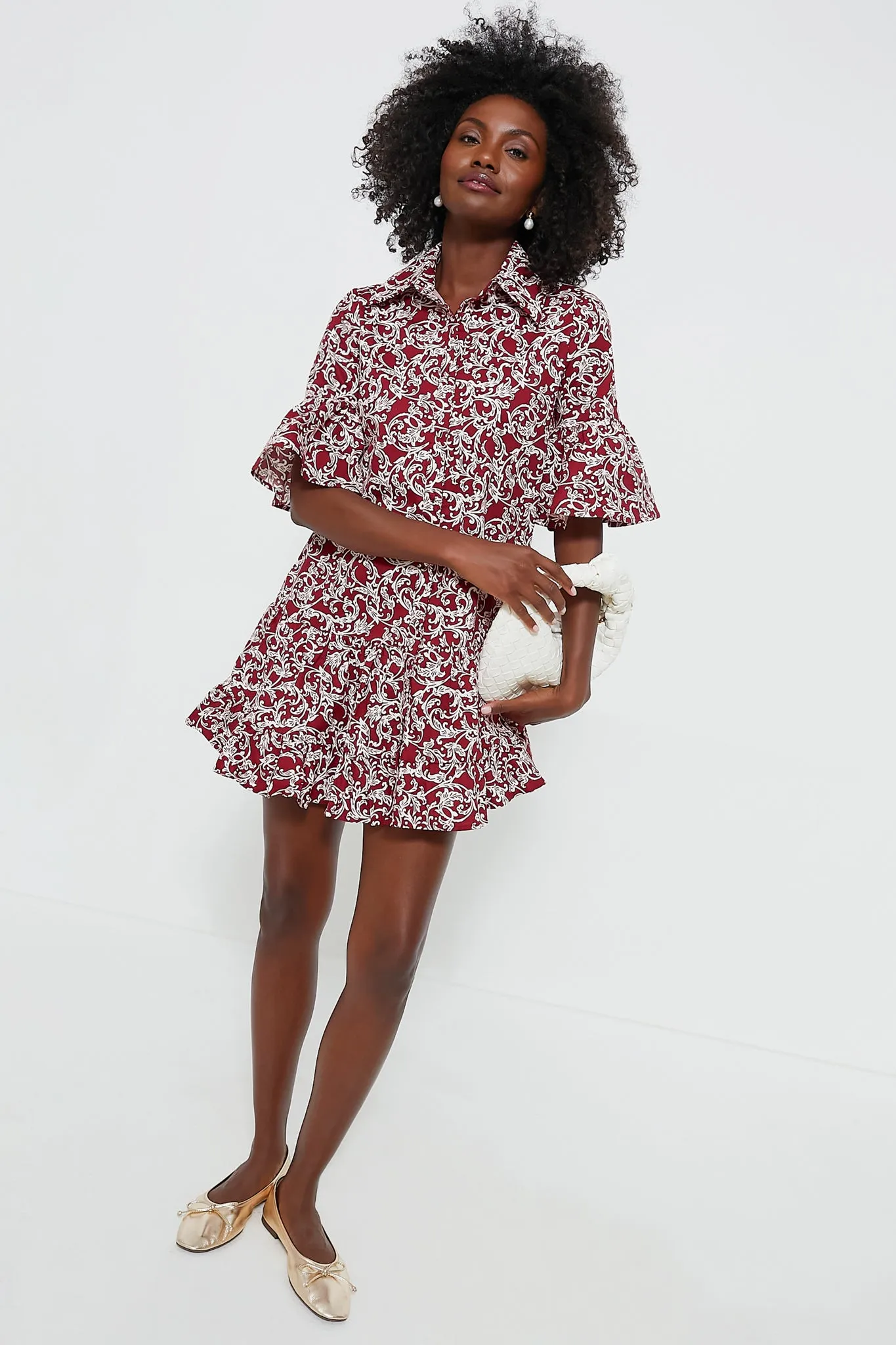 Maroon Vines Vera Shirt Dress