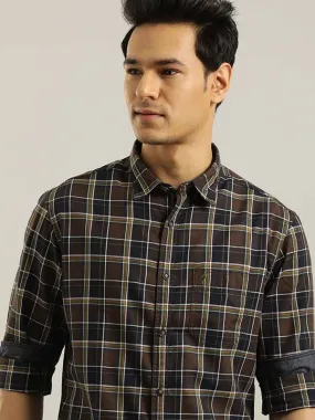 Men Checked Full Sleeve Cotton Blend Shirt