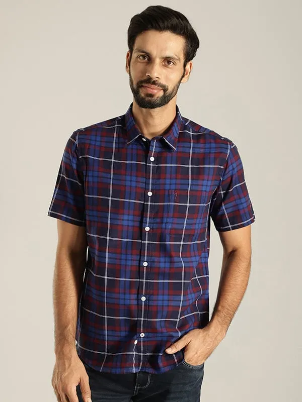 Men Checked Half Sleeve Cotton Shirt