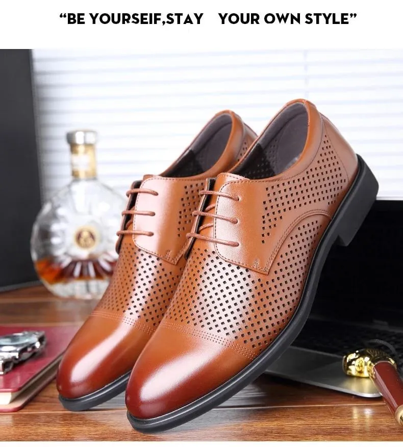 Men's Summer Breathable Leather Dress Shoes