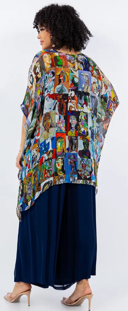 Modern Art Oversize Tunic Top Lagenlook Boho Hippie Chic SML-6X 