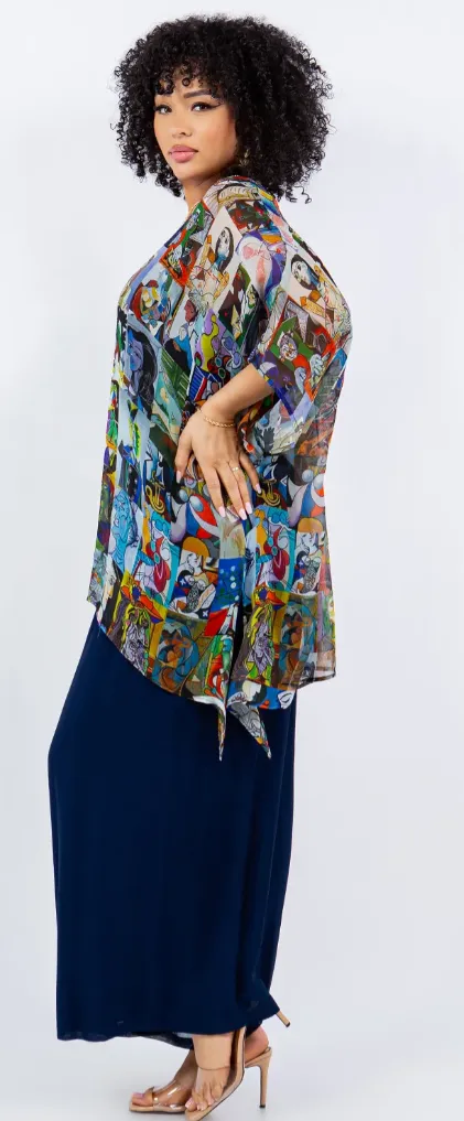 Modern Art Oversize Tunic Top Lagenlook Boho Hippie Chic SML-6X 