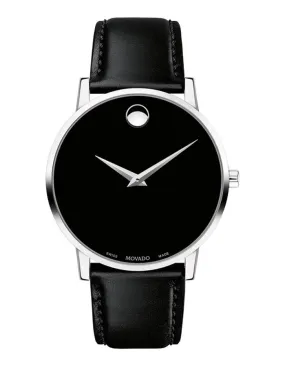 Movado Mens Museum Classic Watch - Black Museum Dial - Calf Skin Leather Strap