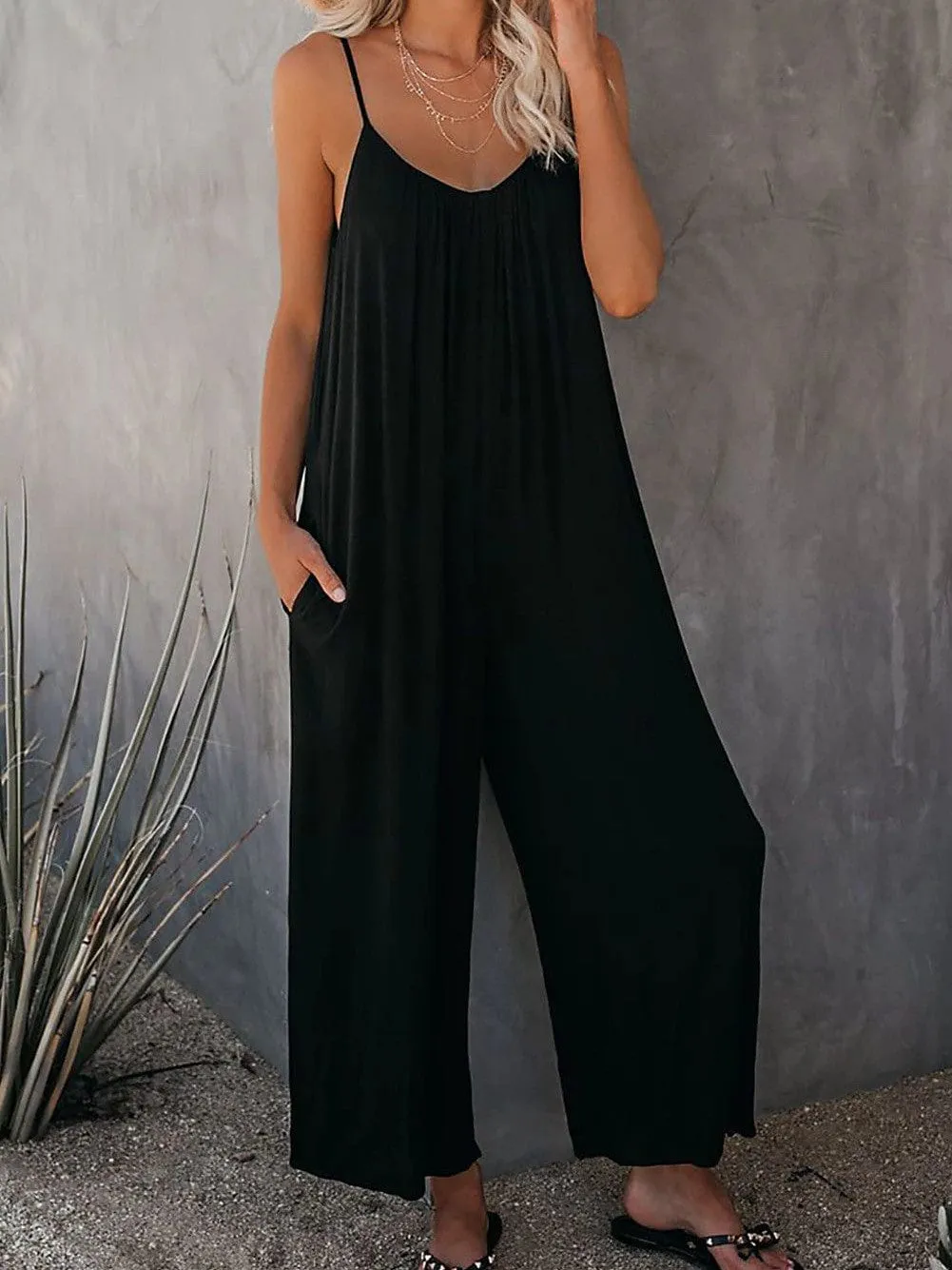 Navy Blue Wide Leg Jumpsuit for Effortless Summer Style