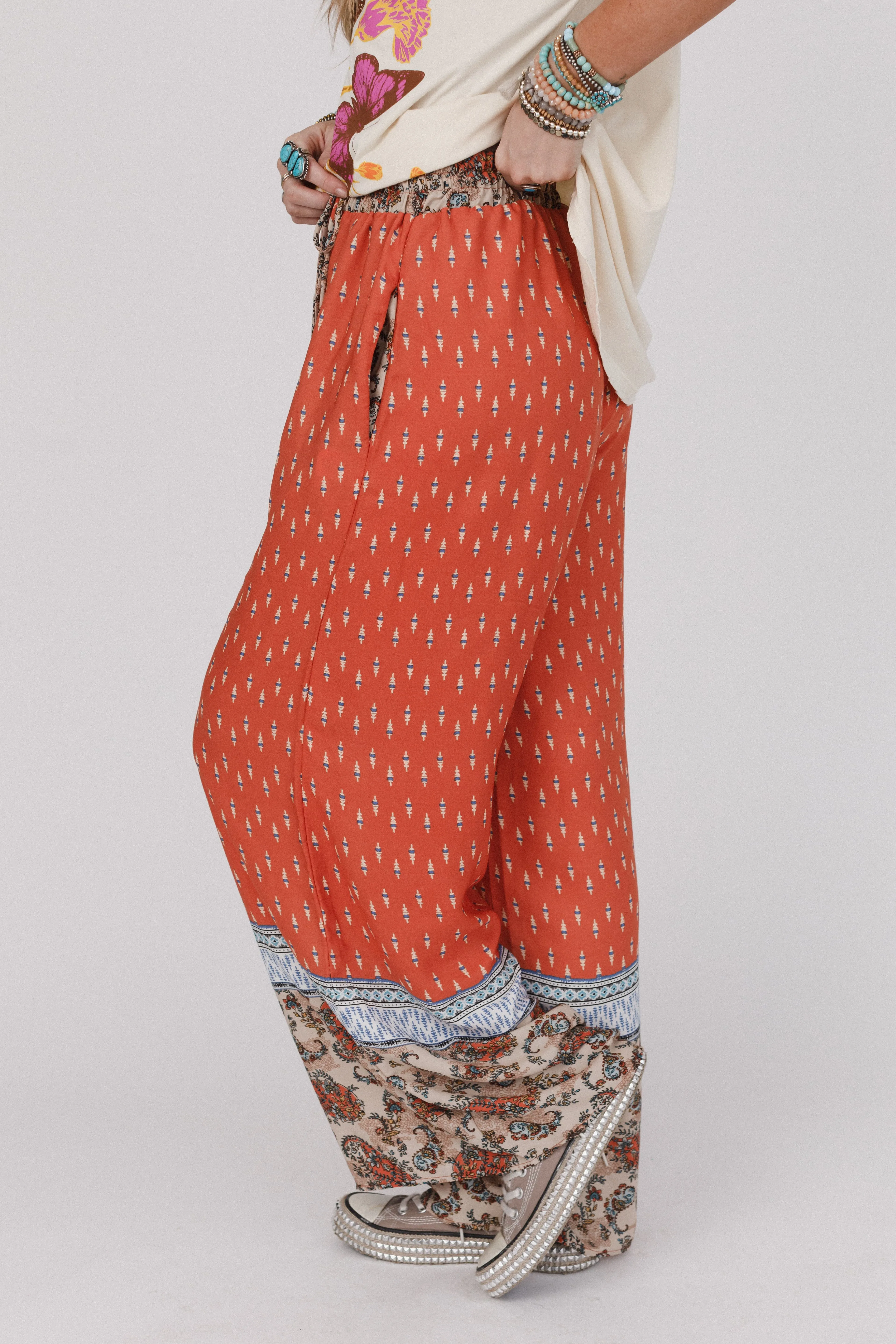 Nessie Wide Leg Drawstring Pant - Orange