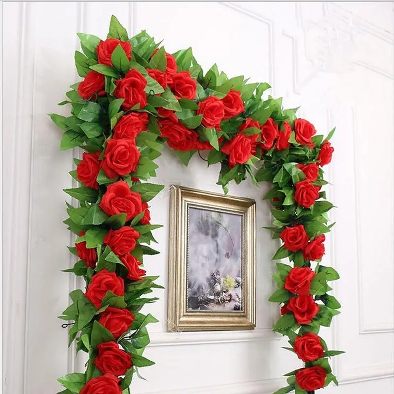 New Silk Roses Ivy Vine with Green Leaves For Home Decoration