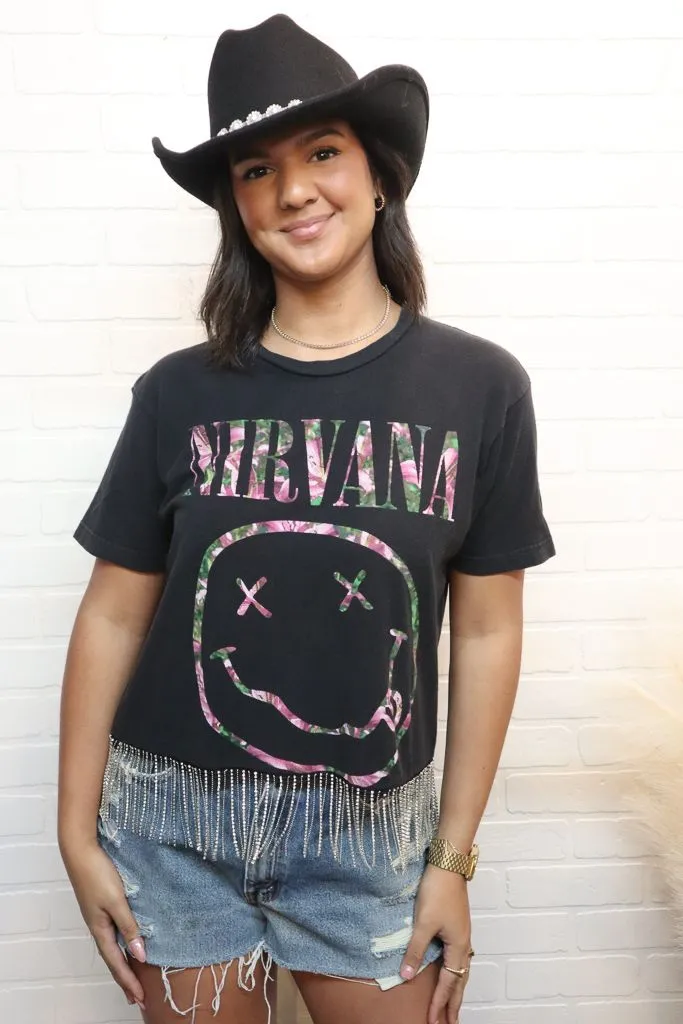 Nirvana Rhinestone Fringe Tee