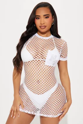 NY Summer Fishnet Cover Up - White