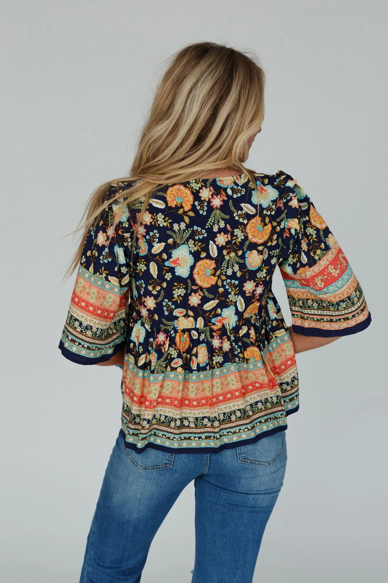 Paisley Bloom Top - Navy