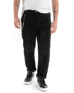 Pantaloni Uomo Tasca America Velluto Millerighe Costine Casual Nero GIOSAL-P5582A