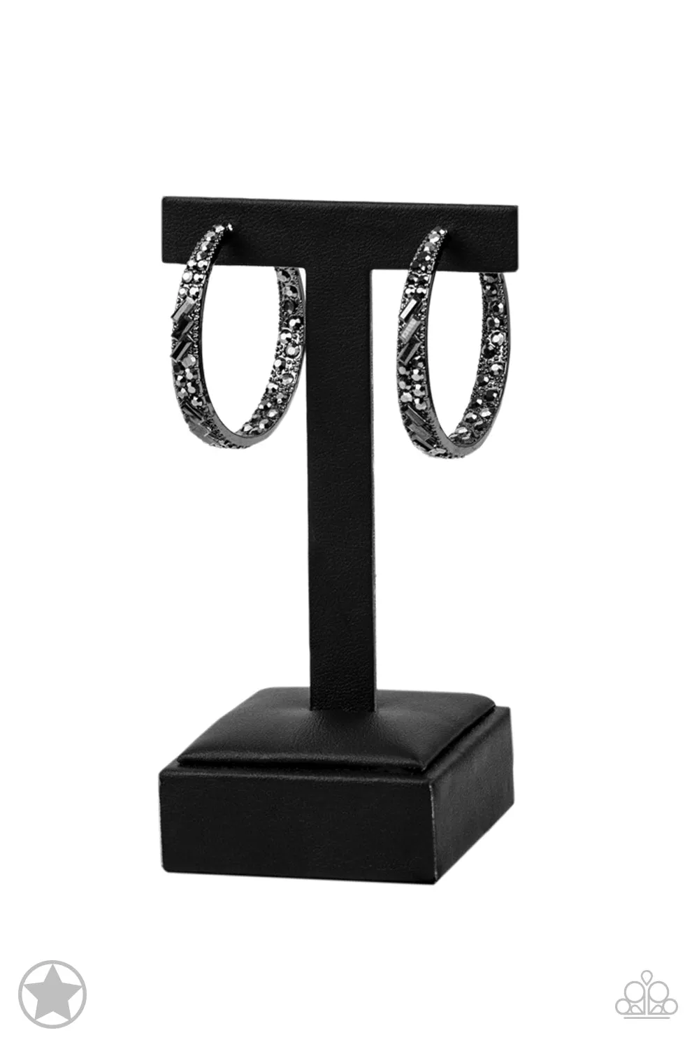 Paparazzi GLITZY By Association - Black Hoop Earrings