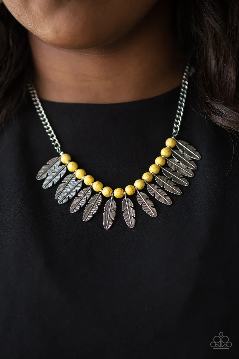 Paparazzi Necklace ~ Desert Plumes Yellow Stone Necklace