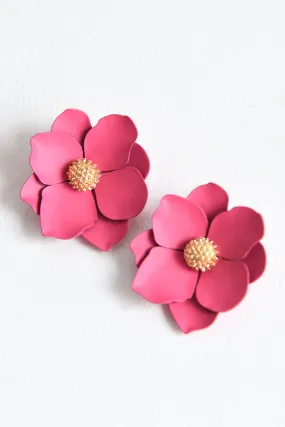 PINK FLOWER STUD EARRINGS