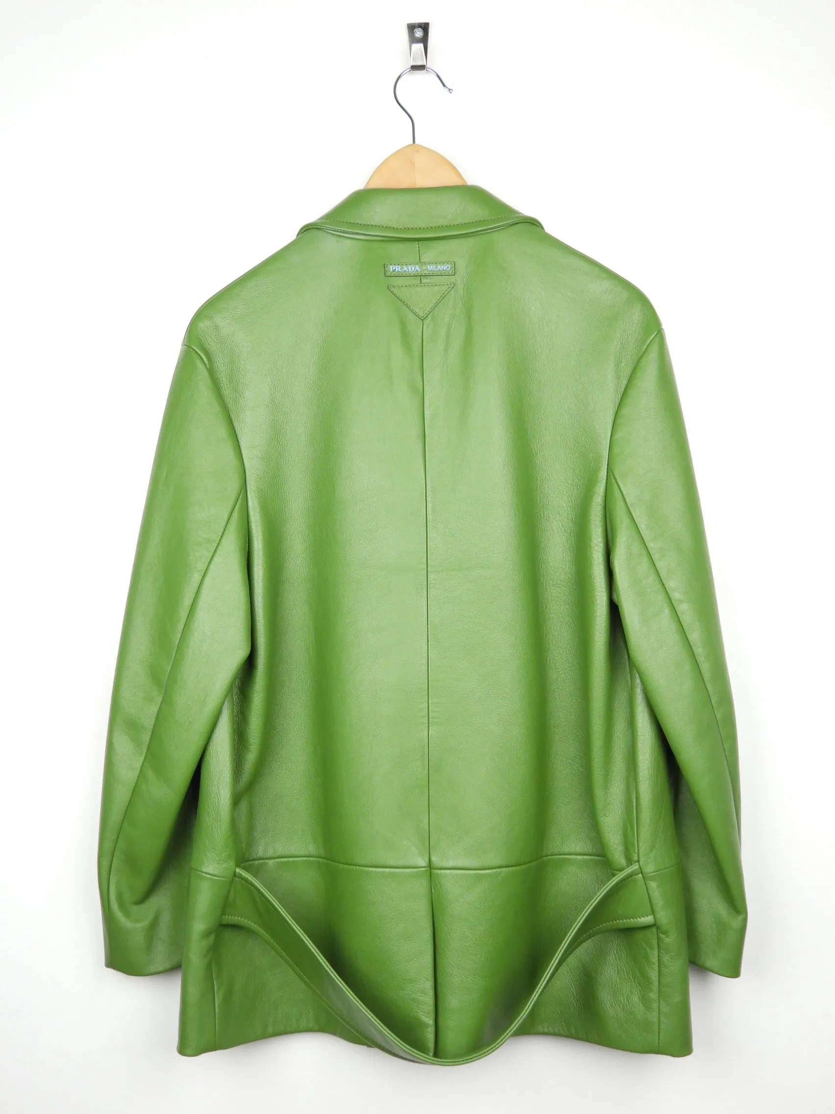 Prada Resort 2019 Green Lambskin Leather Jacket - 40 IT