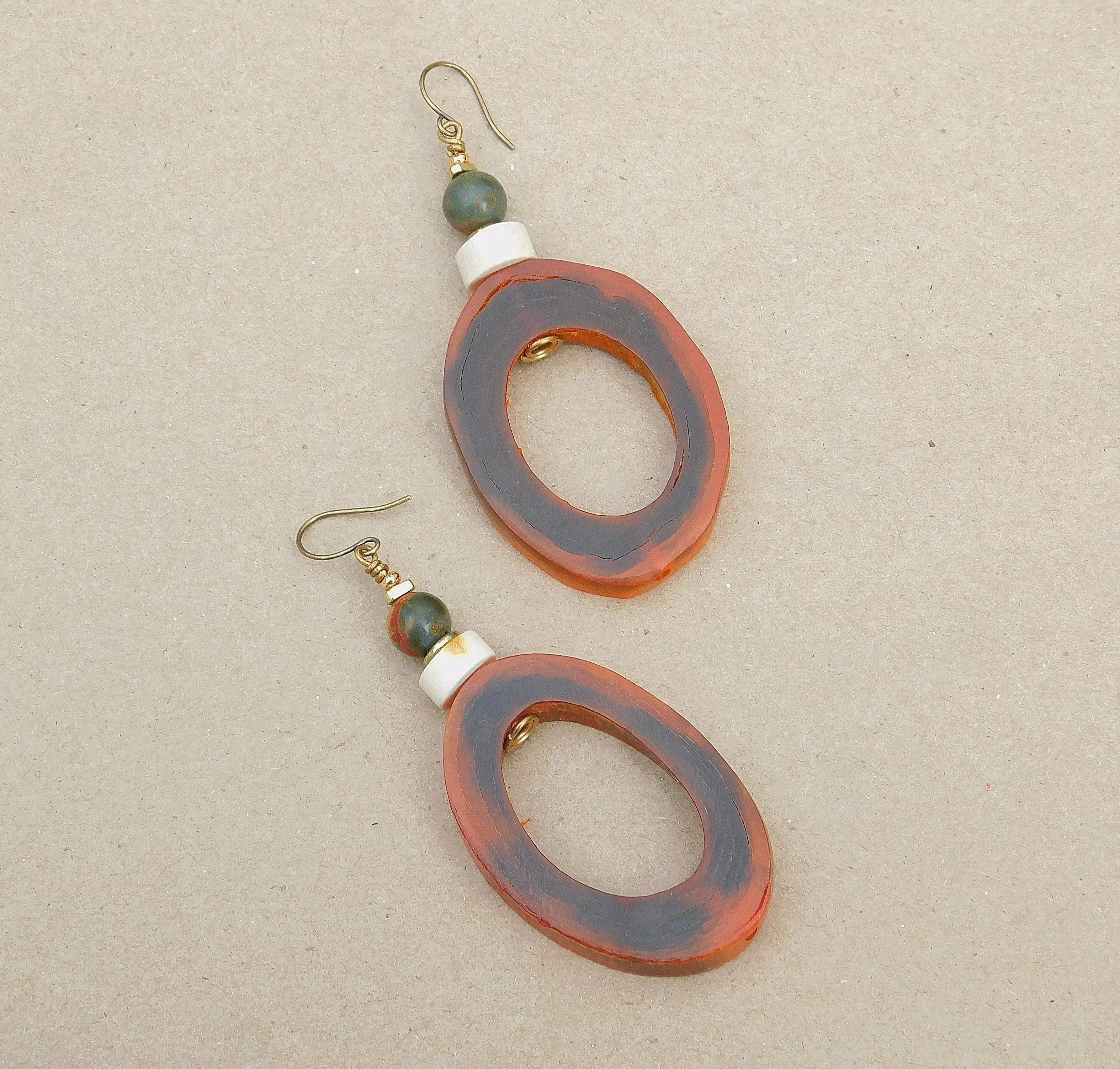 Red Creek and Moukaite Jasper Hoop Earrings