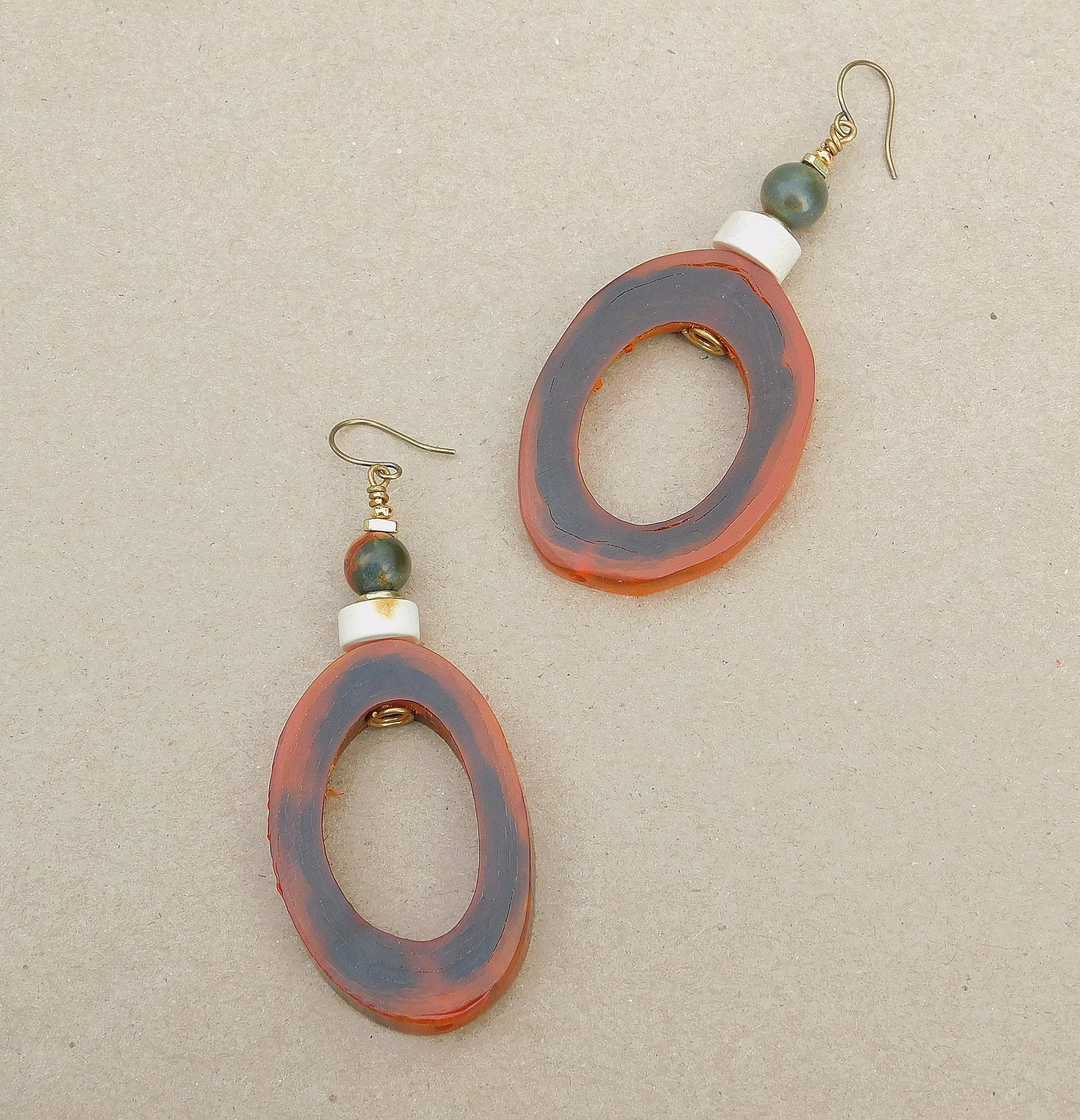 Red Creek and Moukaite Jasper Hoop Earrings