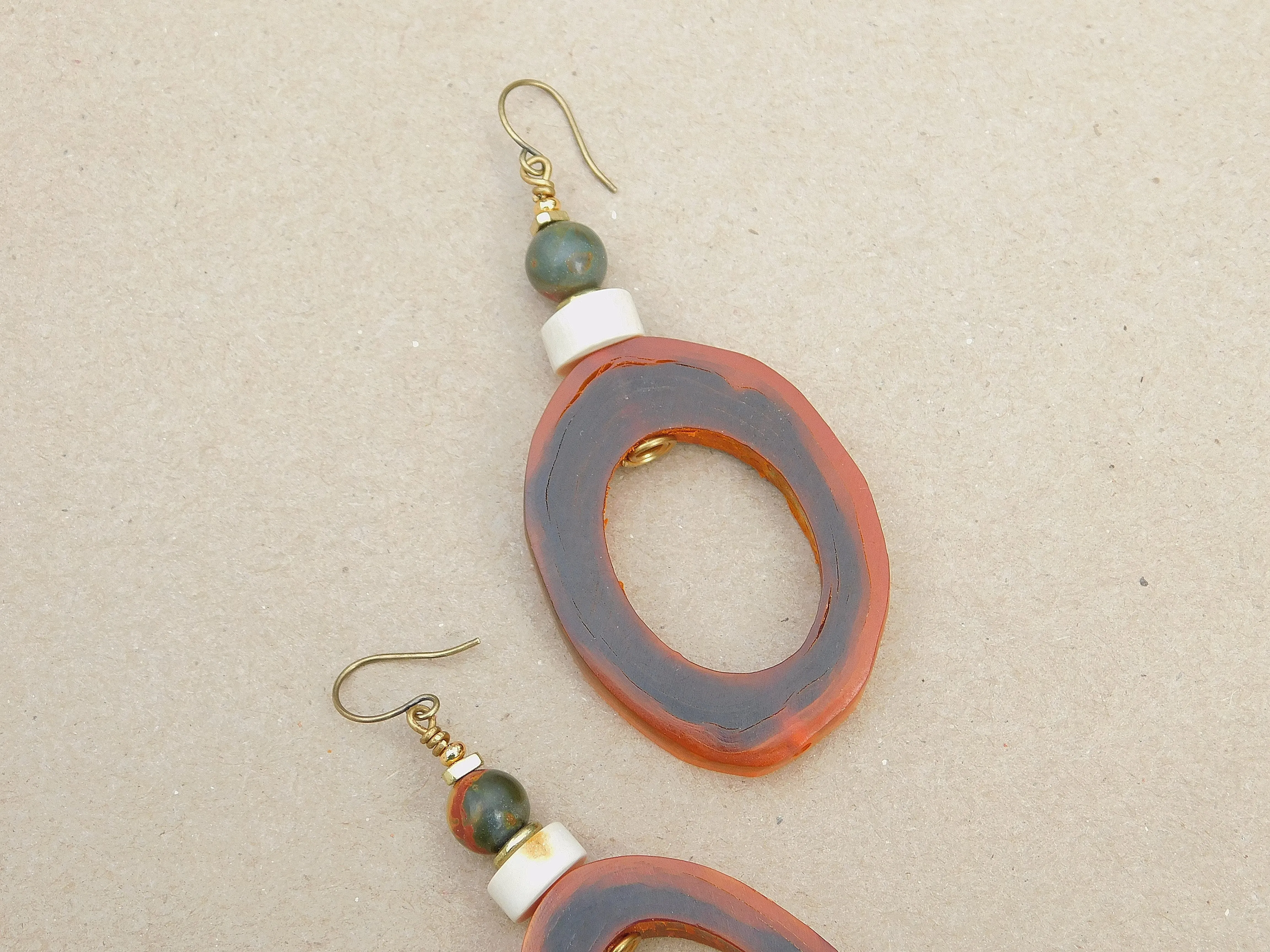 Red Creek and Moukaite Jasper Hoop Earrings