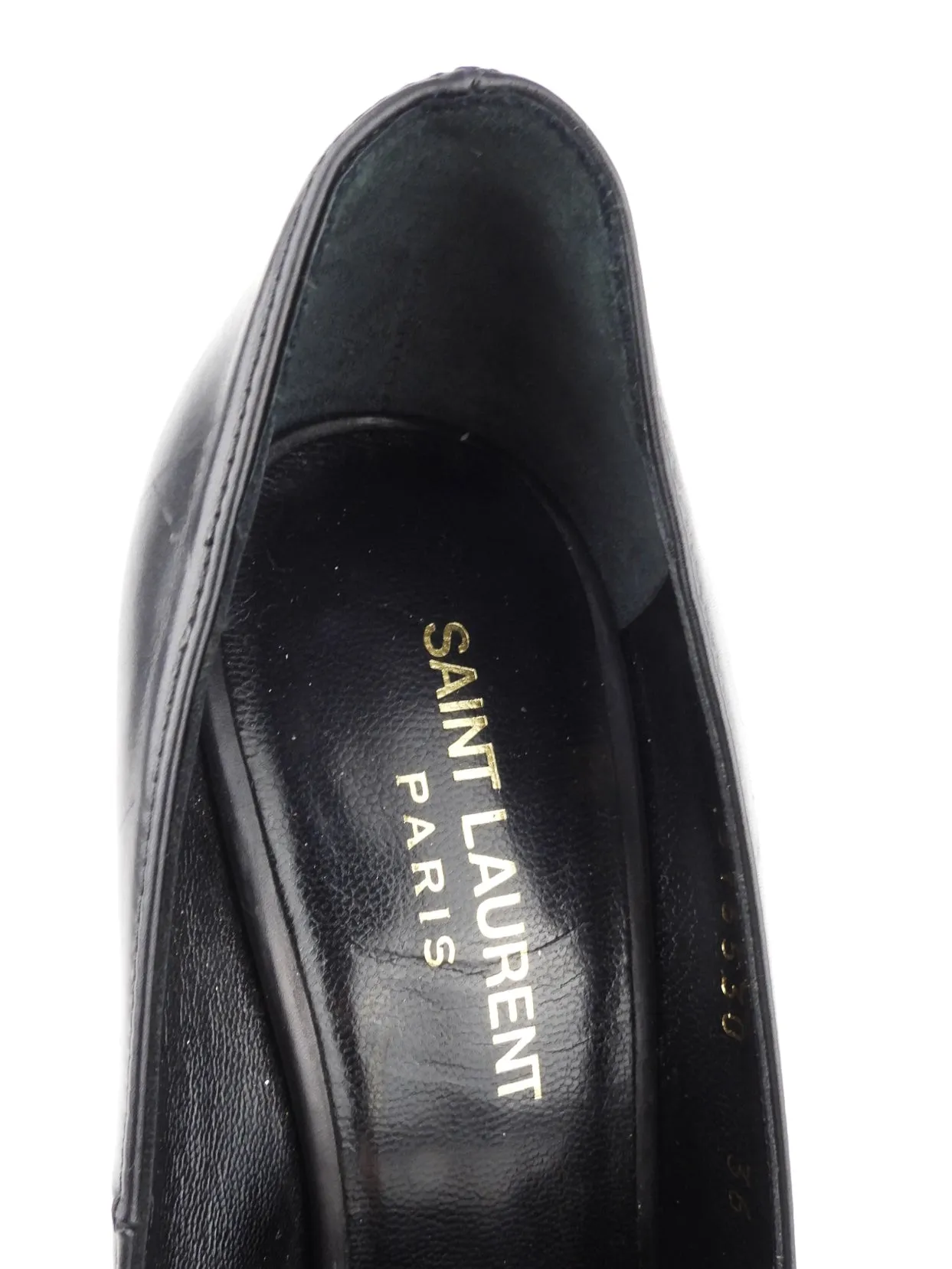 Saint Laurent Black Leather Anja Stiletto Heel Pumps - 36