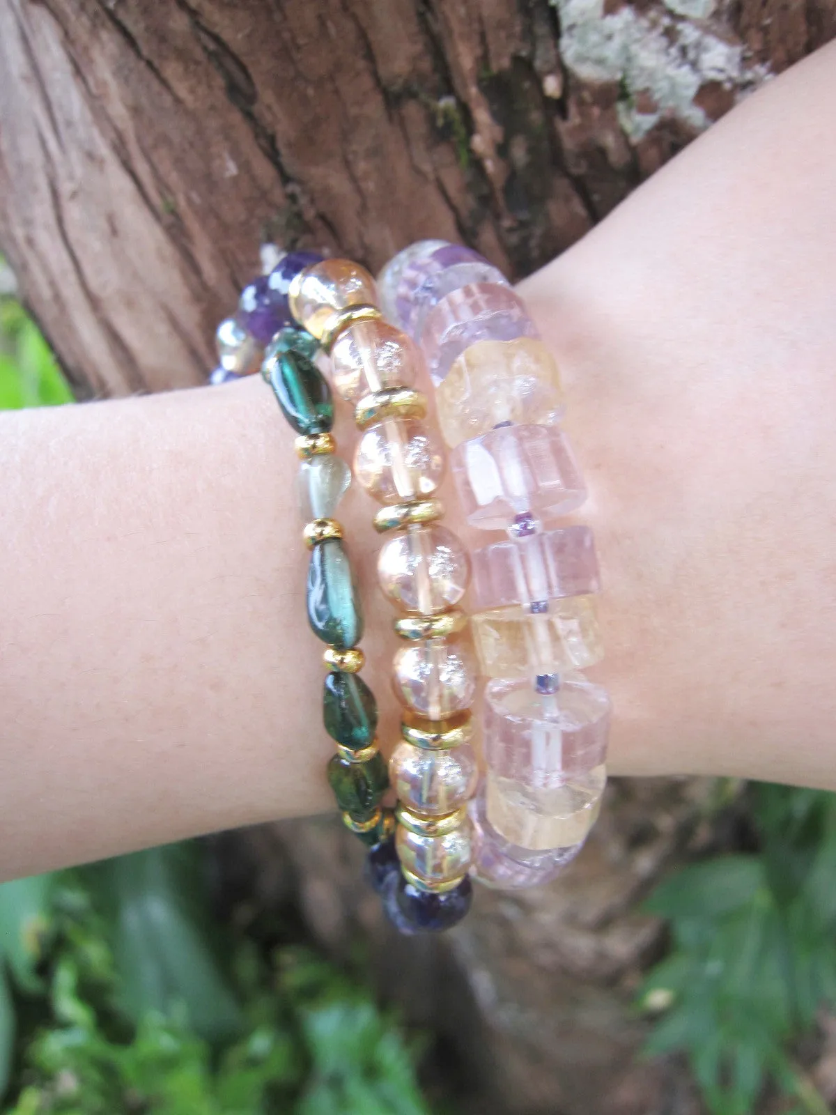 SALE - Amethyst   Quartz Mala Bracelet with Druzy Charm