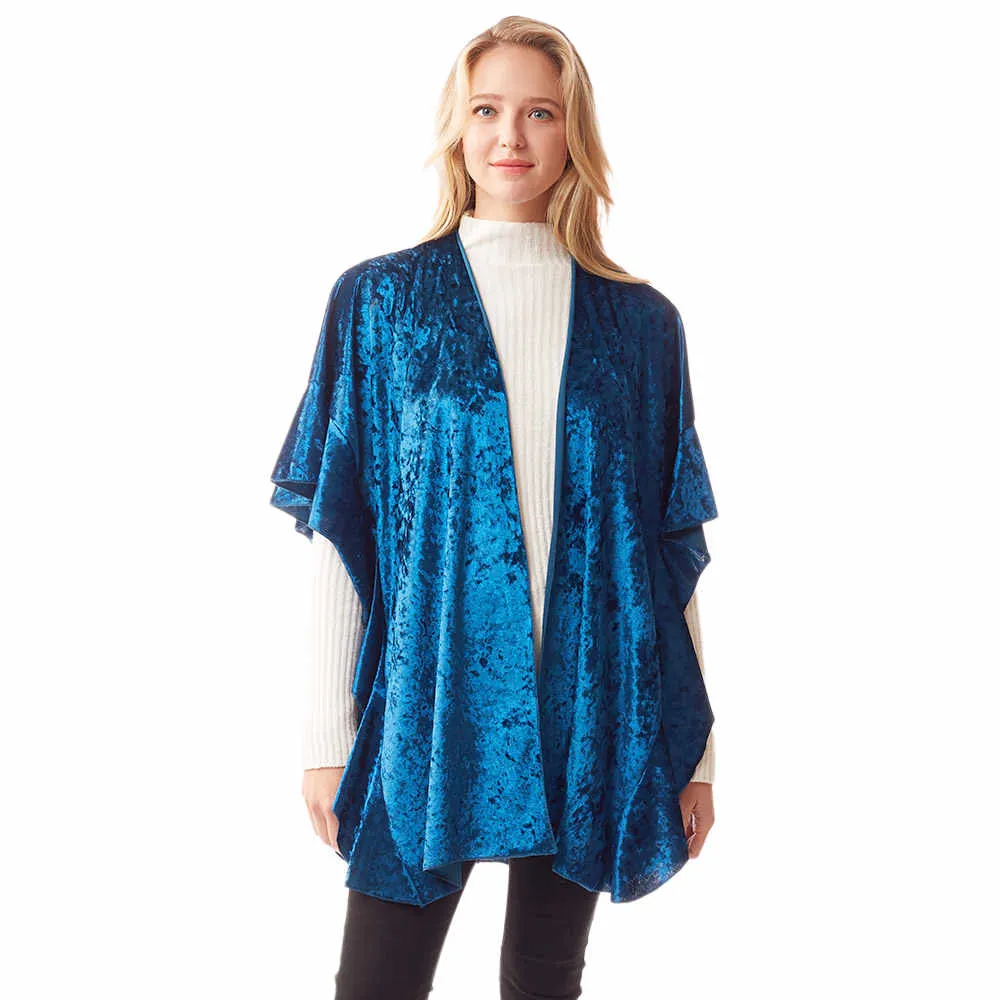 Solid Velvet Shawl Poncho