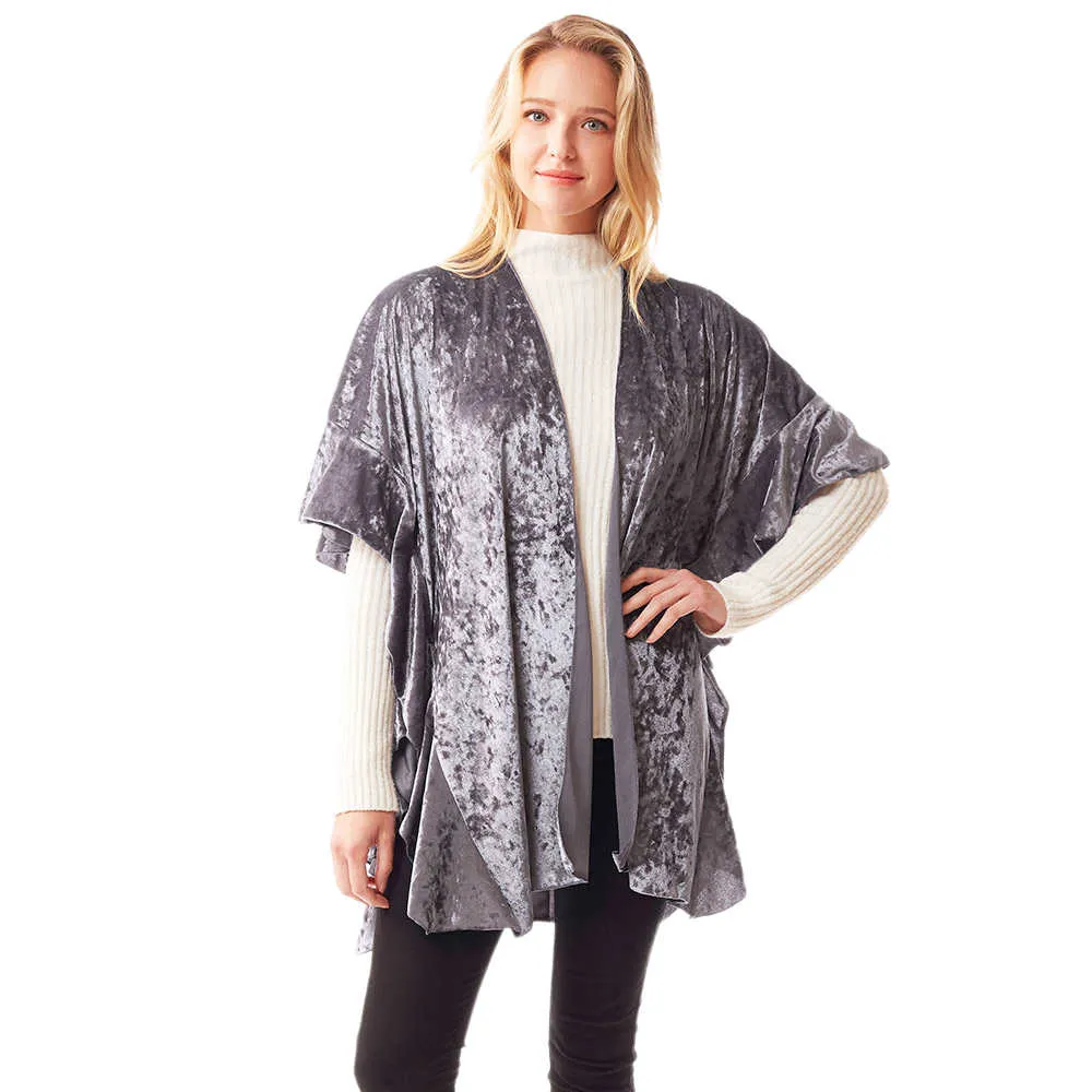 Solid Velvet Shawl Poncho