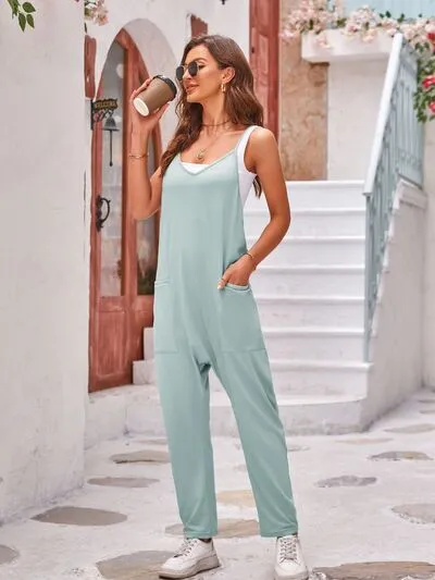 Sunset Vacation Jumpsuit mit Spaghettiträgern und Taschen