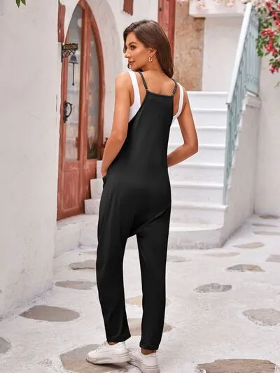 Sunset Vacation Jumpsuit mit Spaghettiträgern und Taschen