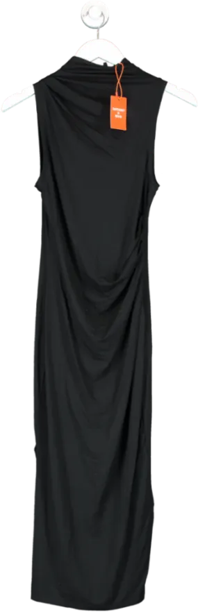 Superdry Ruched Jersey Midi Dress In Black UK XS