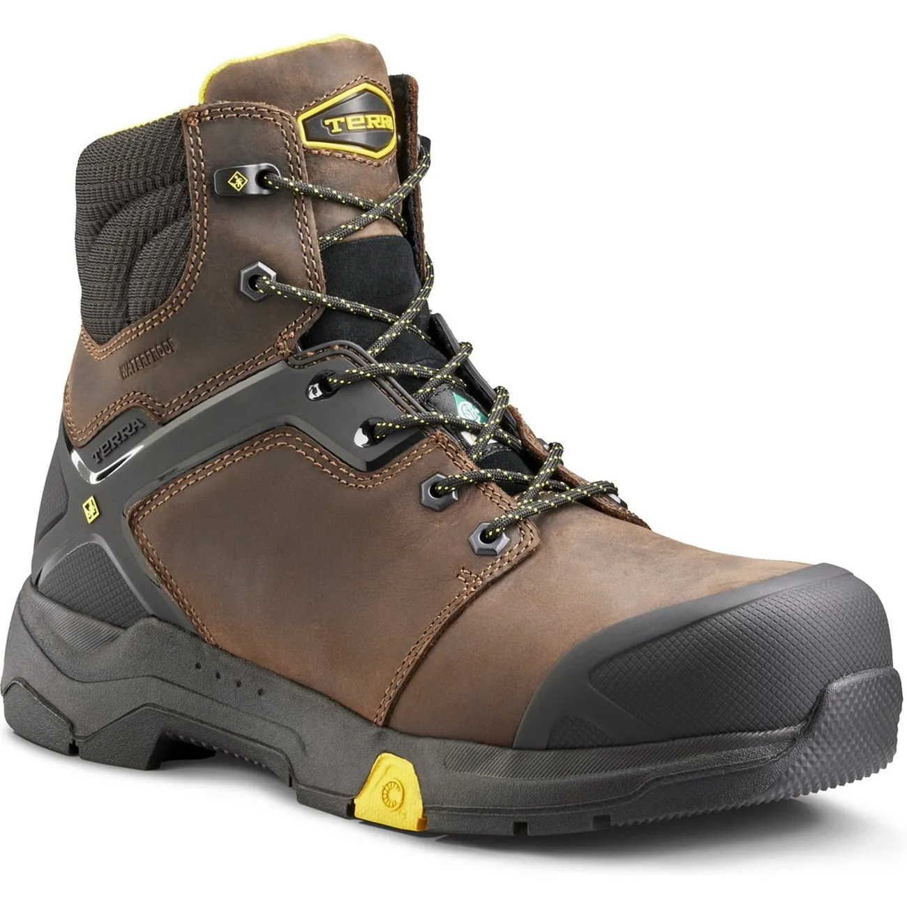 Terra Men's Carbine 6 Comp Toe WP Safety  Work Boot -Brown- 8395BN