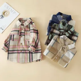 Toddler Boys Girls Cotton Colorful Plaid Shirt Top